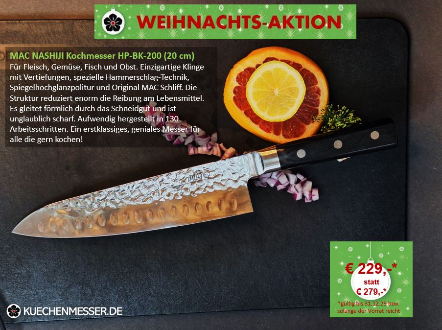 MAC Nashiji Kochmesser HP-BK-200 Hammerschlag Weihnachtsangebot